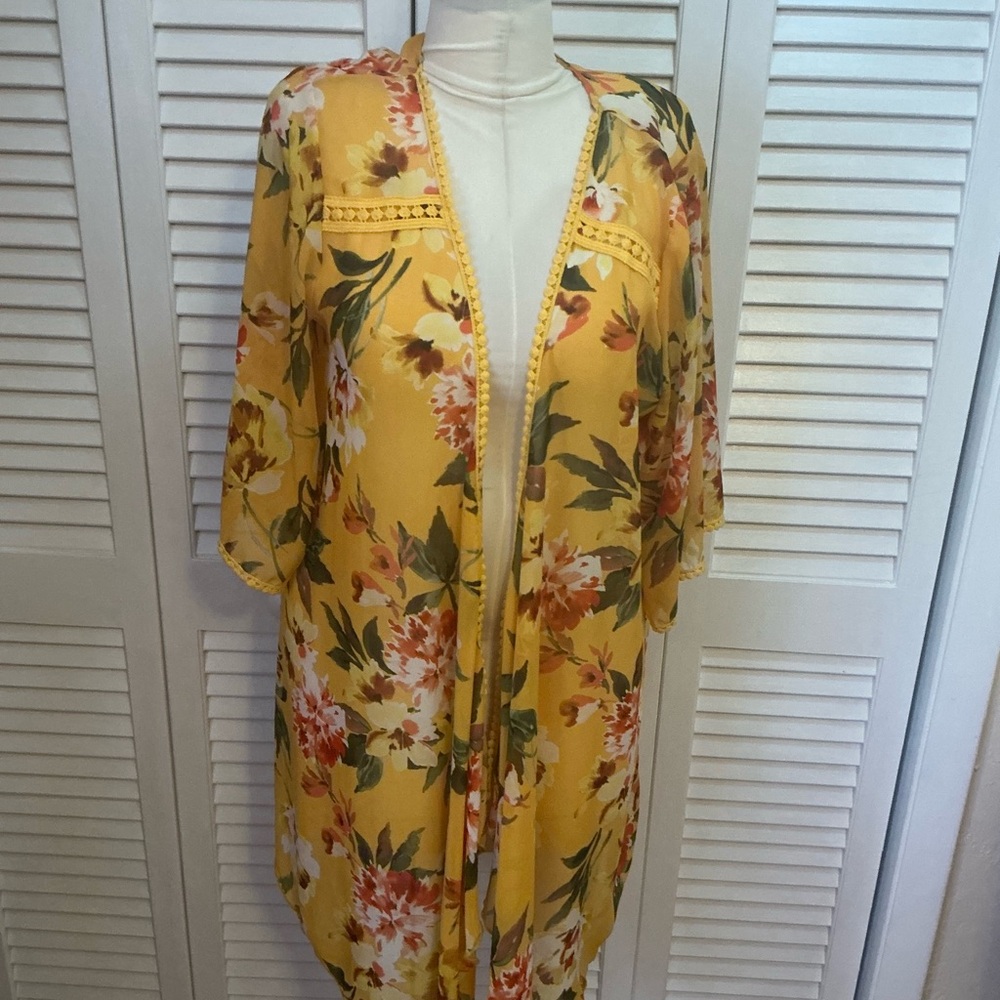 Floral Yellow Kimono Jacket